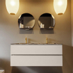 Mondiaz VICA-DLUX ensemble de meuble de salle de bain - 120cm - meuble sous lavabo lin - 2 tiroirs - lavabo encastré cloud double - 2 trous de robinet - miroir modèle spot - version XL 60cm de haut - lave SW1098822