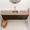 Mondiaz JOYA-DLUX 123.2cm toiletmeubel - ronding links en rechts kleur Walnut - Wastafel FAYE positie Midden Zonder kraangat kleur Arena. SW1424386