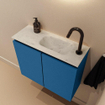 MONDIAZ TURE-DLUX Meuble toilette - 60cm - Jeans - EDEN - vasque Opalo - position droite - 1 trou de robinet SW1104361