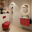 MONDIAZ TURE-DLUX Meuble toilette - 60cm - Fire - EDEN - vasque Ostra - position droite - 1 trou de robinet SW1104806