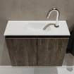 MONDIAZ TURE Fonteinset - 60x23x50cm - 1 kraangat - 2 deuren - dark brown mat - Wasbak midden - Solid Surface Wit SW475153
