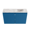 MONDIAZ TURE-DLUX Meuble toilette - 80cm - Jeans - EDEN - vasque Glace - position droite - sans trou de robinet SW1103305