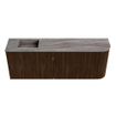Mondiaz JOYA-DLUX Meuble de salle de bains - 111,6cm - arrondi droit couleur Walnut - Vasque FAYE position Gauche Sans trou de robinet couleur Oza. SW1424595