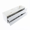MONDIAZ VICA-DLUX Ensemble meuble de salle de bains - 150cm - meuble sous-vasque talc - 2 tiroirs - lavabo encastré cloud à droite - sans trous de robinet - version haute 60cm - frape SW1088567