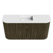 Mondiaz JOYA Meuble de toilette 83,2cm - arrondis gauche et droite couleur Shadow - Lavabo FAYE position Milieu 1 trou de robinet couleur Talc SW1421476