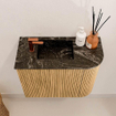 Mondiaz JOYA-DLUX 51.6cm meuble de toilette - arrondi droit couleur Chêne - Vasque FAYE position Gauche 1 trou de robinet couleur Lava. SW1422058