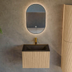 MONDIAZ KURVE 60cm Meuble salle de bain - couleur Oak - 1 tiroir - vasque CLOUD centre - 1 trou de robinet - Urban SW1138339