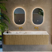 Mondiaz KURVE-DLUX Ensemble de meuble de salle de bains - 175x46x40cm - 2 tiroirs - 1 porte - lavabo solid surface - double / droit - sans trou de robinet - Dusk SW1415211
