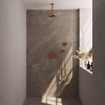 BRAUER Copper Edition douche thermostatique encastrée - 3 voies - rond - ensemble 83 - douche principale de 20 cm - bras plafond - douchette à main 3 positions - flexible de douche - coude mural - cuivre brossé PVD SW1159060