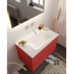 Mondiaz VICA ensemble de meuble de salle de bain - 80cm - meuble sous-vasque fire - 2 tiroirs - lavabo cloud milieu - sans trou de robinet - miroir LED - version XL 60cm haut SW1097991