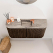Mondiaz JOYA-DLUX 83.2cm meuble de toilette - arrondi gauche et droite couleur Noyer - Vasque FAYE position Milieu 1 trou de robinet couleur Oza. SW1424615