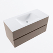 Mondiaz VICA Ensemble de meuble de salle de bain - 100cm - meuble sous-vasque fumée - 2 tiroirs - lavabo nuage milieu - sans trous de robinet - version haute 60cm - talc SW1083719