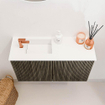 Mondiaz JOYA 70cm toiletmeubel - kleur Shadow - Wastafel FAYE positie Links 1 kraangat kleur Talc. SW1421406
