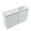 MONDIAZ TURE-DLUX Meuble WC 80 cm Greey. Lavabo EDEN Opalo position droite. Sans trou de robinet. SW1104336