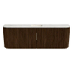 Mondiaz JOYA-DLUX 123.2cm toiletmeubel - ronding links en rechts kleur Walnut - Wastafel FAYE positie Midden 1 kraangat kleur Ostra. SW1422677