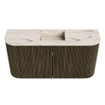 Mondiaz JOYA-DLUX 83.2cm toiletmeubel - ronding links en rechts kleur Shadow - Wastafel FAYE positie Midden Zonder kraangat kleur Nata. SW1424998