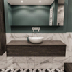 Mondiaz LUSH Meuble salle de bains avec 1 tiroir lavabo BARCO 150x30x45cm Centre sans trou de robinet Dark brown/Brun foncé SW409589