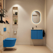 MONDIAZ TURE-DLUX Meuble toilette - 60cm - Jeans - EDEN - vasque Frappe - position centrale - sans trou de robinet SW1102848