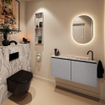 MONDIAZ TURE-DLUX Meuble toilette - 100cm - Plata - EDEN - vasque Glace - position droite - 1 trou de robinet SW1103460