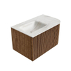 MONDIAZ KURVE-DLUX 75cm Meuble salle de bain avec module 25 D - couleur Walnut - 1 tiroir - 1 porte - vasque GRUNNE gauche - 1 trou de robinet - couleur Ostra SW1137793