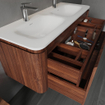 Saniclass Terra Meuble sous lavabo - 120cm - 2 tiroirs - lavabo solid surface - 1 cuve - 2 trous de robinet - coins arrondis - châtaignier (noyer) SW1447035