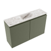 MONDIAZ TURE-DLUX Meuble toilette - 80cm - Army - EDEN - vasque Glace - position centrale - 1 trou de robinet SW1103139