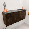 Mondiaz JOYA-DLUX 90cm meuble de salle de bains - couleur Walnut - Vasque FAYE position Droite 1 trou de robinet couleur Sombra. SW1424741