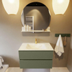 Mondiaz VICA-DLUX ensemble de meuble de salle de bain - 80cm - meuble sous-vasque armée - 2 tiroirs - lavabo encastré nuage milieu - 1 trou de robinet - version haute de 60cm - opalo SW1086460