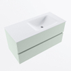 Mondiaz VICA Ensemble de meuble de salle de bain - 100cm - meuble sous-vasque greey - 2 tiroirs - lavabo cloud droite - 1 trou de robinet - version haute de 60cm - talc SW1083891