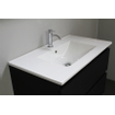 Basic Bella Meuble salle de bains avec lavabo céramique Blanc 80x55x46cm 1 trou de robinet Noir mat SW491727
