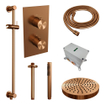 BRAUER Stripe Thermostatische Inbouw Regendouche - 3-weg - rechthoekig - SET 21 - 25cm douchekop - plafondarm - staaf handdouche - doucheslang - geïntegreerde glijstang - koper geborsteld PVD SW1434928