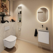 MONDIAZ TURE-DLUX Meuble toilette - 40cm - Linen - EDEN - vasque Opalo - position centrale - sans trou de robinet SW1104377