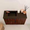Mondiaz JOYA 60cm toiletmeubel - kleur Ruby - Wastafel FAYE positie Links 1 kraangat kleur Urban. SW1421813