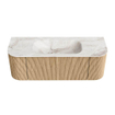 MONDIAZ KURVE-DLUX 130cm Meuble salle de bain avec module 25 G et D - couleur Oak - 1 tiroir - 2 portes - vasque BIG SMALL centre - sans trou de robinet - couleur Frappe SW1137313