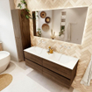 Mondiaz VICA Badkamermeubelset - 140x50x45cm - 4 lades - Cloud wastafel Talc - dubbel - zonder kraangaten - Mocha SW1208823