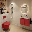 MONDIAZ TURE-DLUX Meuble toilette - 60cm - Fire - EDEN - vasque Opalo - position centrale - 1 trou de robinet SW1104291