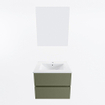 Mondiaz VICA ensemble de meuble de salle de bain - 60cm - meuble sous-vasque armée - 2 tiroirs - lavabo denia milieu - 1 trou de robinet - couleur Blanc Brillant - miroir LED - version XL 60cm de haut SW1091900