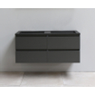 Basic Bella Meuble salle de bains avec lavabo acrylique Noir 120x55x46cm sans trous de robinet Anthracite mat SW491749