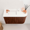 Mondiaz JOYA 61.6cm toiletmeubel - ronding rechts kleur Ruby - Wastafel FAYE positie Links 1 kraangat kleur Talc. SW1421766