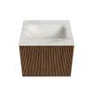 MONDIAZ KURVE-DLUX 50cm Meuble salle de bain - couleur Walnut - 1 tiroir - vasque GRUNNE centre - 1 trou de robinet - couleur Ostra SW1137805