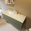 Mondiaz VICA-DLUX ensemble de meuble de salle de bain - 130cm - meuble sous-vasque armée - 2 tiroirs - lavabo encastré nuage gauche - sans trous de robinet - version haute de 60cm - frape SW1088714