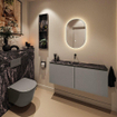 MONDIAZ TURE-DLUX Meuble toilette - 120cm - Smoke - EDEN - vasque Lava - position centrale - sans trou de robinet SW1104112