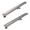 Brauer Douchegoot - 120x7x6.7cm - ondiepe vloerflens - zijuitloop - tegelinlegrooster omkeerbaar - RVS SW110920
