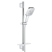 GROHE Rainshower Smartactive 130 Cube Ensemble barre de douche - 60cm - douchette à main carrée - 3 types de jets - flexible de douche lisse - avec porte-savon - chrome SW452828