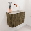 Mondiaz JOYA-DLUX Meuble de toilette 51,6cm - arrondi gauche couleur Dusk - Vasque FAYE position Droite Sans trou de robinet couleur Opalo. SW1423319