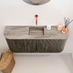 Mondiaz JOYA-DLUX 93.2cm toiletmeubel - ronding links en rechts kleur Shadow - Wastafel FAYE positie Midden Zonder kraangat kleur Oza. SW1425080