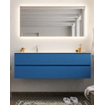 Mondiaz VICA ensemble de meuble de salle de bain - 150cm - meuble sous-vasque jeans - 2 tiroirs - lavabo cloud gauche - 1 trou de robinet - miroir LED - version XL 60cm de haut SW1098234