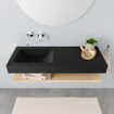 MONDIAZ ALAN 120cm - Ensemble meuble de salle de bains - tablette - chêne blanchi - lavabo suspendu - vasque à gauche - 0 trou de robinet - urban SW408856