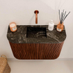 Mondiaz JOYA-DLUX Meuble de toilette 63,2 cm - arrondis gauche et droite couleur Ruby - Vasque FAYE position Milieu Sans trou de robinet couleur Lava SW1423671