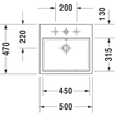 Duravit Vero Air Lavabo - 50x47cm - 1 trou de robinet - sans trop-plein - meulé - WonderGliss - blanc SW157003